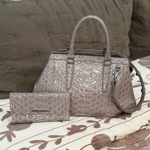 Brahmin Silver Patilla Arden Satchel & Ady Wallet